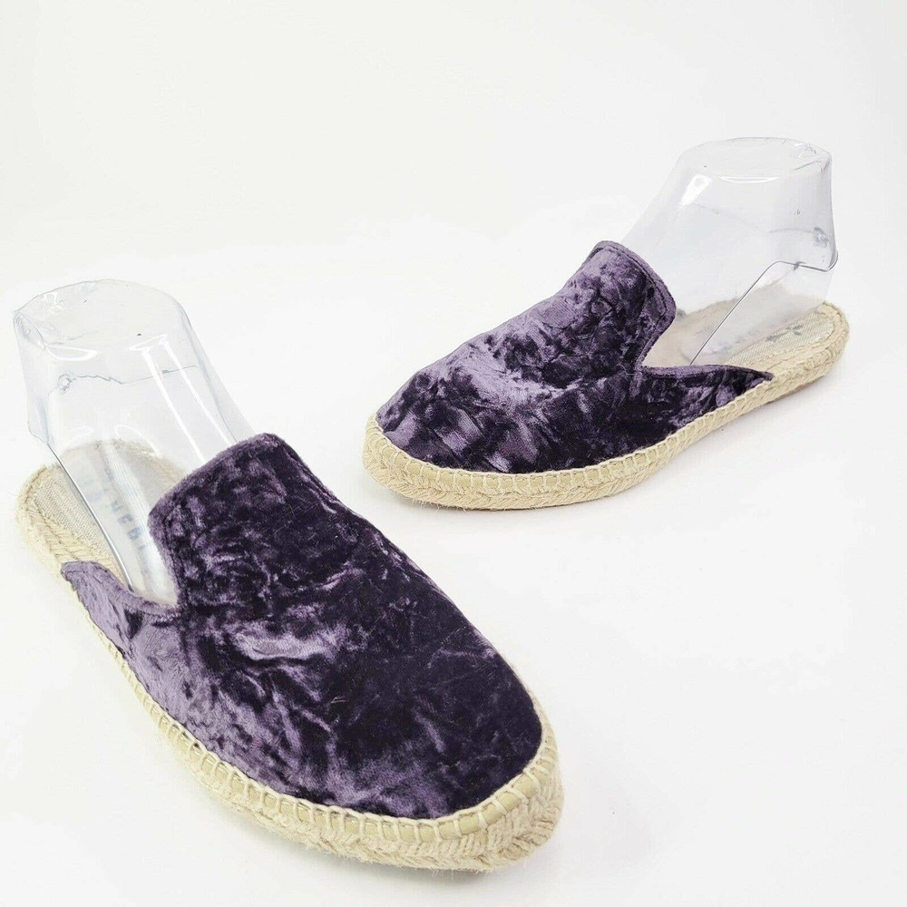 Manebi Hamptons Purple Espadrille Slip-On Mules Flats Womens 7 Crushed Velvet